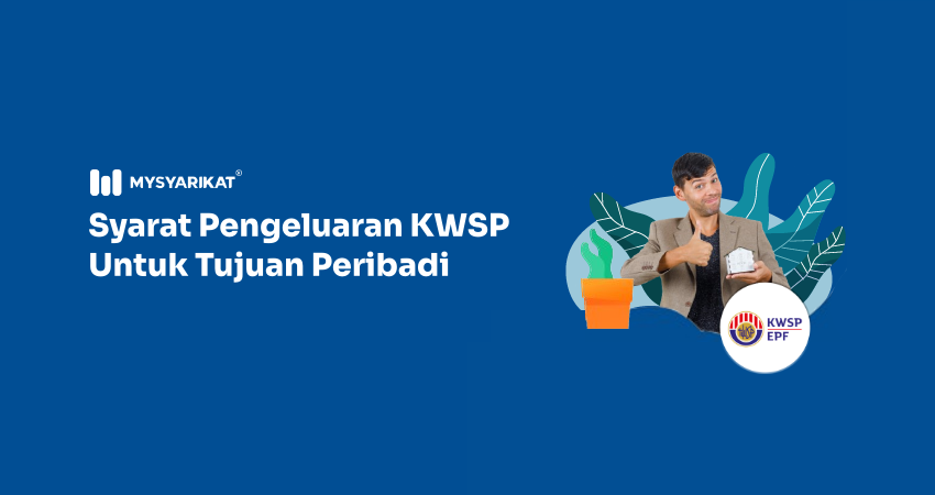 Picture of a man holding a jar of money with KWSP logo