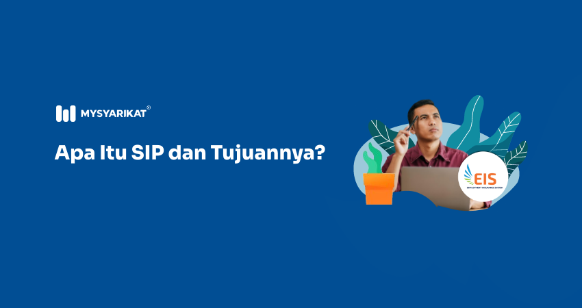 picture of a man with laptop, wondering. EIS logo
