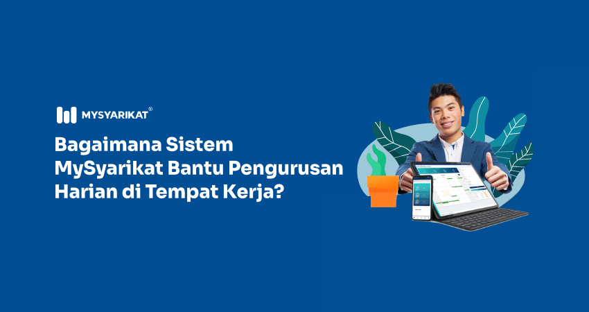picture of a businessman, thumbs up with MySyarikat system