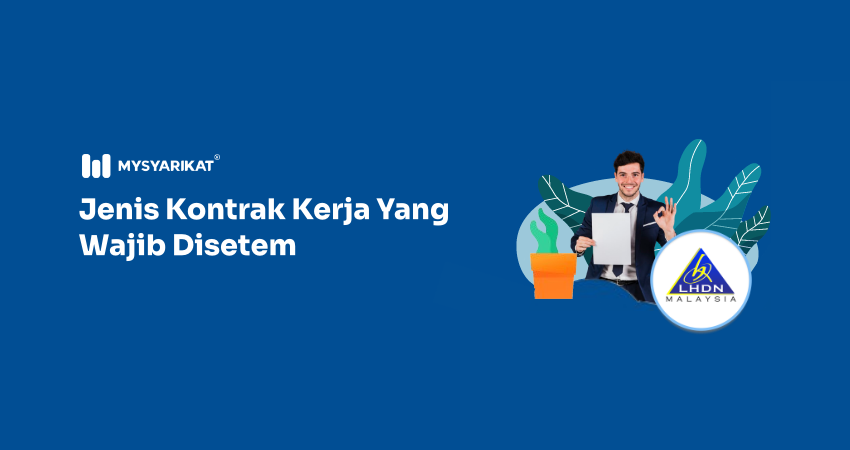 picture of a man holding an employment contract with LHDN logo