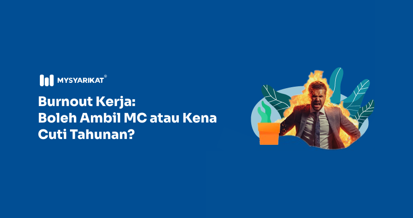 picture of a male employee burning with burnout and stress workload